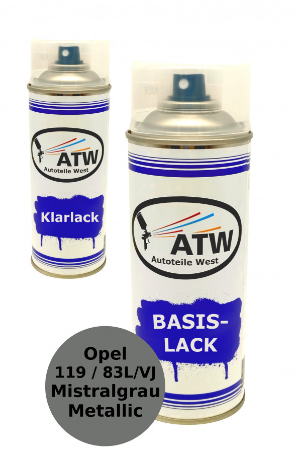 Autolack für Opel 119 / 83L/VJ Mistralgrau Metallic +400ml Klarlack Set